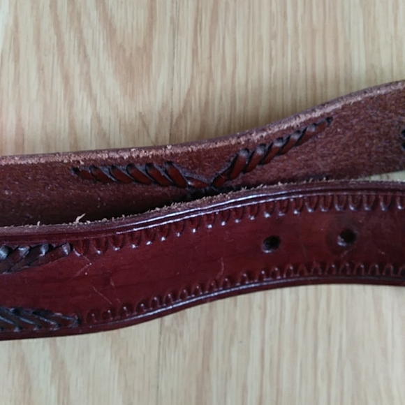 B-Low the Belt Tooled Leather Lacing Belt with Buckle Western Cowgirl 34 Brown - Picture 15 of 16